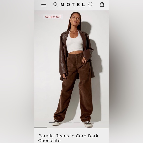 Motel Rocks corduroy trousers 90’s parallel jeans wide leg chocolate brown - Picture 12 of 16